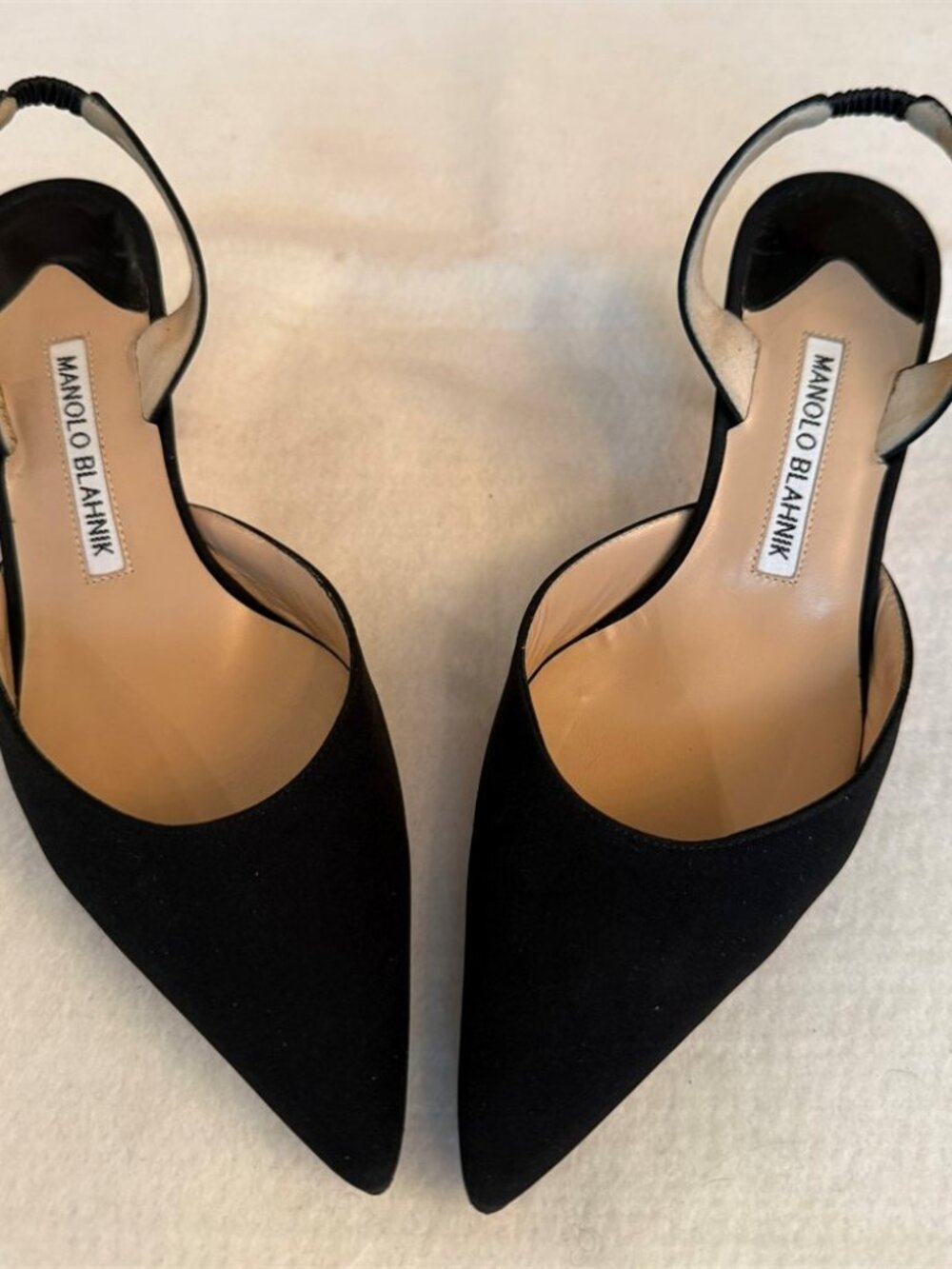 Manolo Blahnik Carolyne 50 Black Crepe Slingback Pumps Size US size 6.5 - Picture 2 of 12